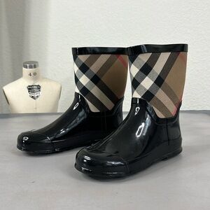 Burberry Kids Nova Check Patent Leather Rain Boot